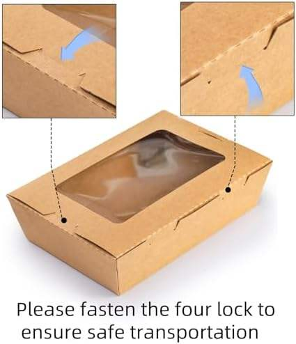 Compostable Disposable Food Container Kraft Paper Lunch Box Packaging Wholesale