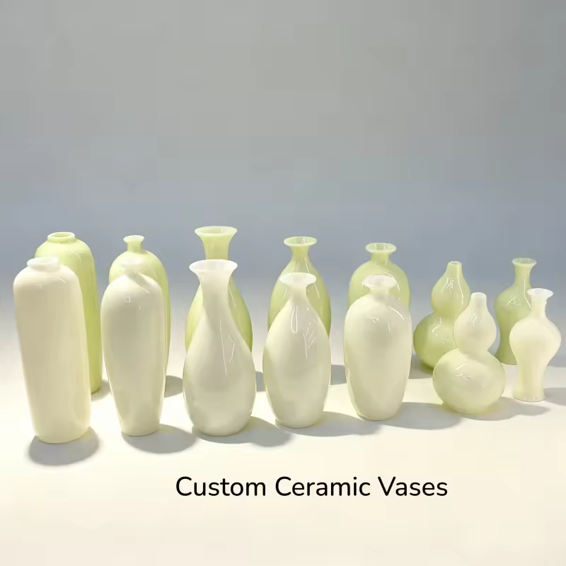 2025 Custom Glossy Ceramic Vases Nordic Minimalist Floral Porcelain Bud Cylinder Vases for Christmas Home Decor