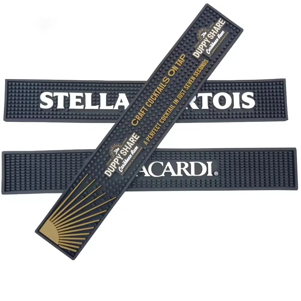 Custom Bar Accessories Personalized Bar Mats Custom Logo Printing Embossed Rubber PVC Silicone Bar Mat