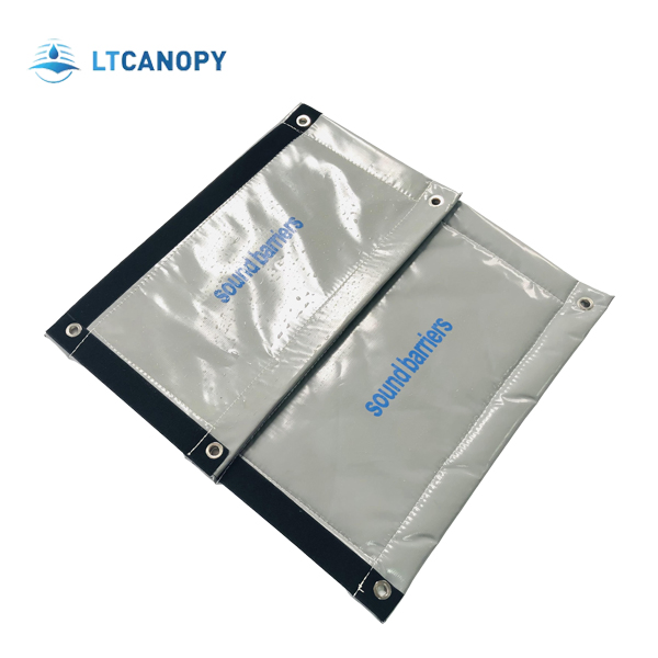 Litong Double Face Grey Color Logo Printing Outdoor Soundproof Blanket Acoustic Sound Barrier Blanket