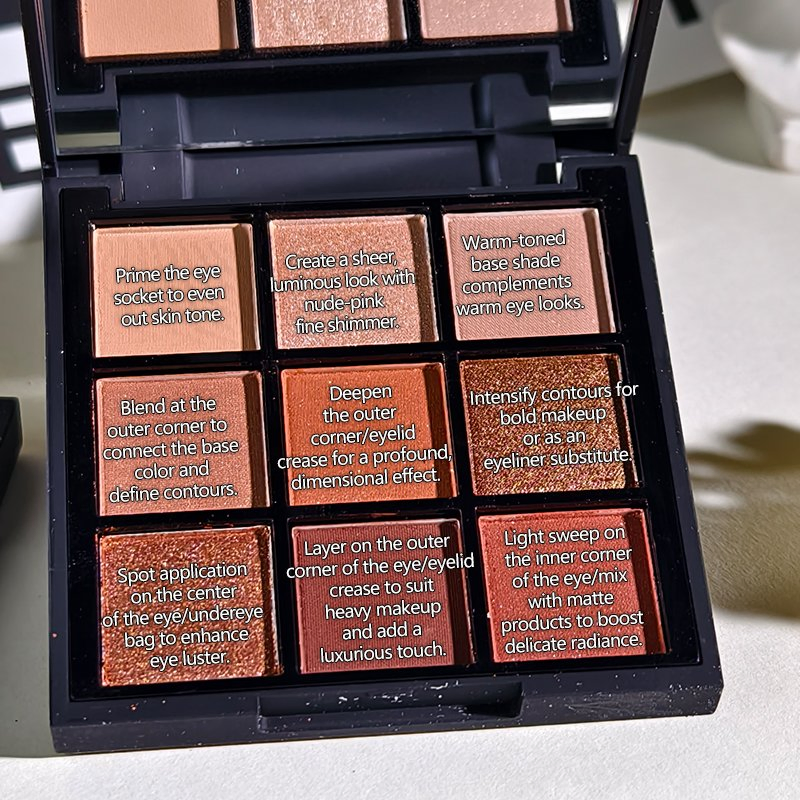 Makeup Contouring Shiny Nude Glitter 9 Colors Eye Shadow Palette with Mirror