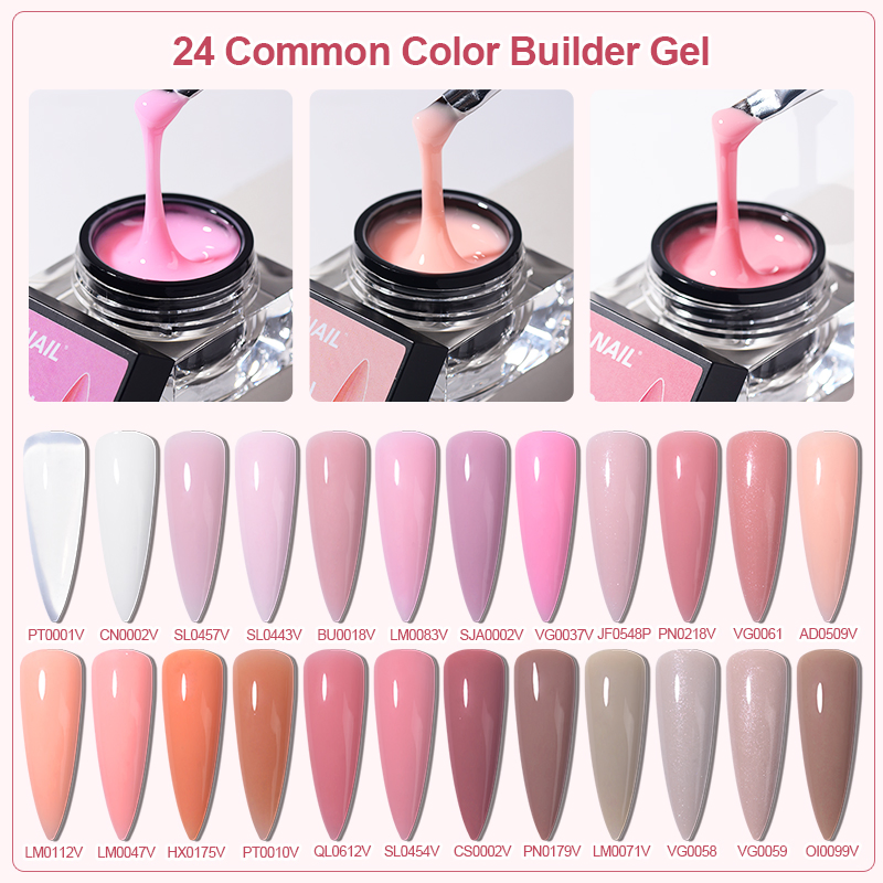 R S Nail Trending Product 24 Colors Gel Builder 15g Hard Gel Builder Nail Extension UV LED Hema Free Hard Gel for Acrylic Nails