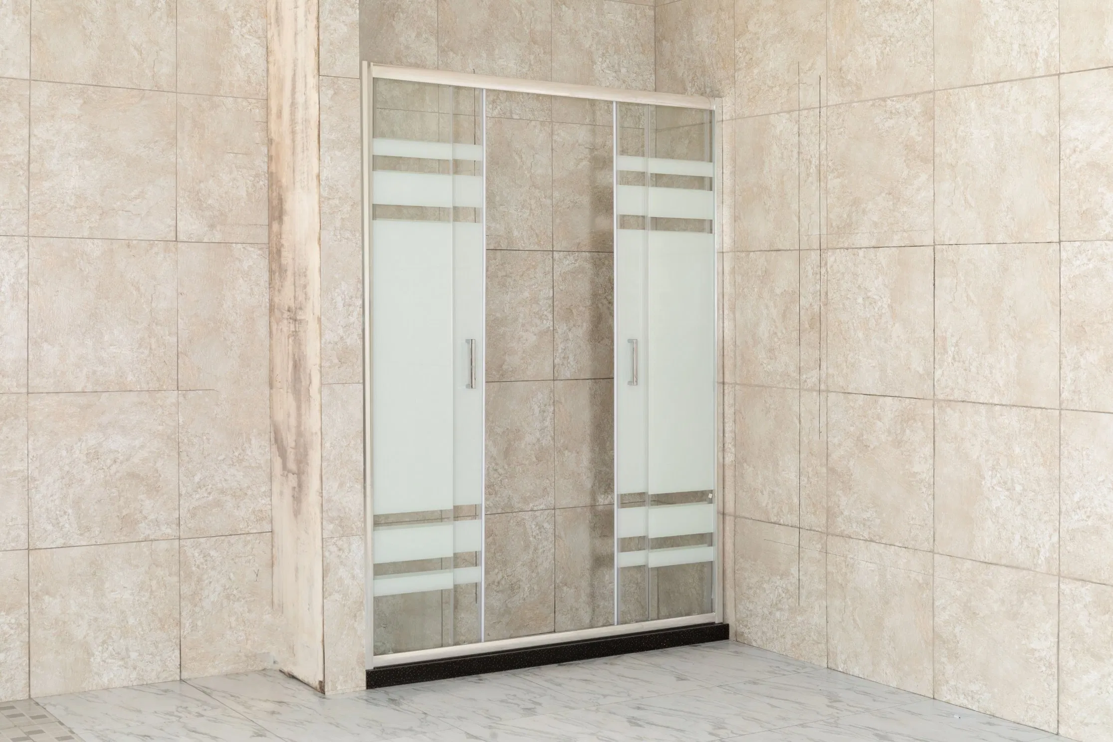 Hot Sale Aluminium Profile Tempered Glass with Line Sliding Door Screen Walk-in