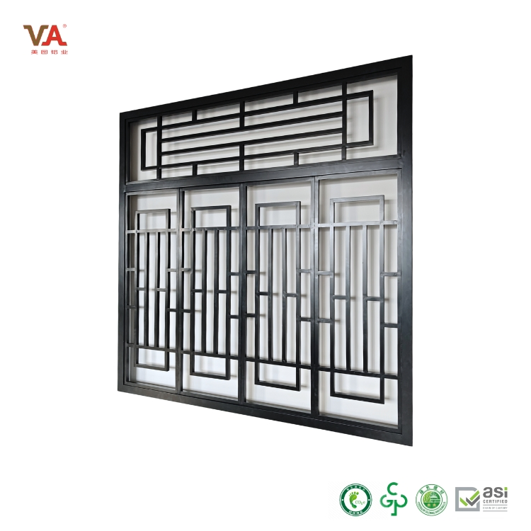 Architectural Aluminum Lattice Window with Decorative Grilles