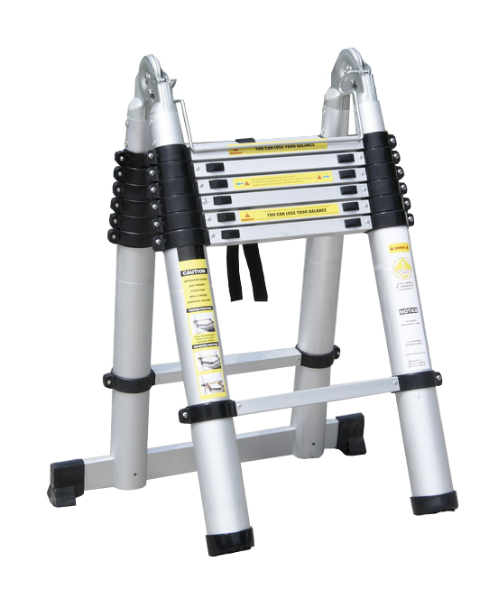 12 Steps Aluminium Telescopic Extension Ladder 3.8m with Hinge