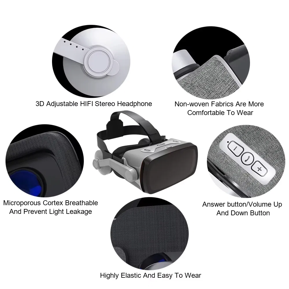 Customized Head Mounted Movies Giant Screen Immersive 3D Vr Experience Virtual Reality Glasses for Mobile Devices