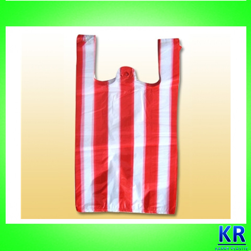 HDPE T-Shirt /Vest/Rubbish Handle /Garbage/Trash/Shopping Packaging/ Bags with Colorful Stripe.