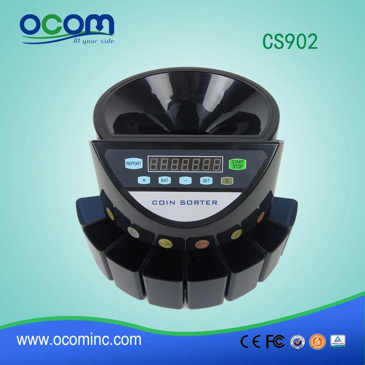 CS902 Automatic Euro/USD/Mexico/Isreal/Comlunbia Coin Counter Sorter Machine