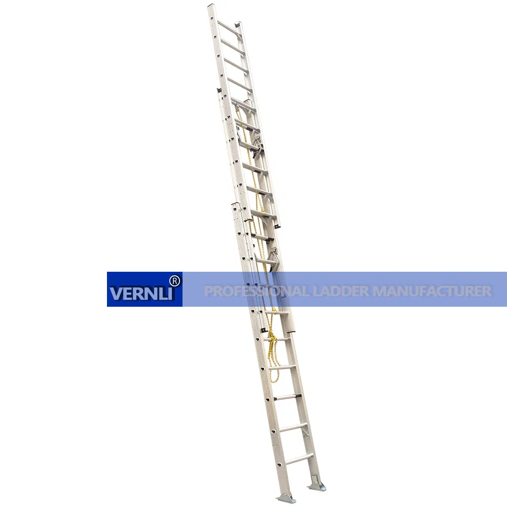Aluminum Industrial Rope Extension Ladder with 375 Lb. (170kgs) Load Capacity