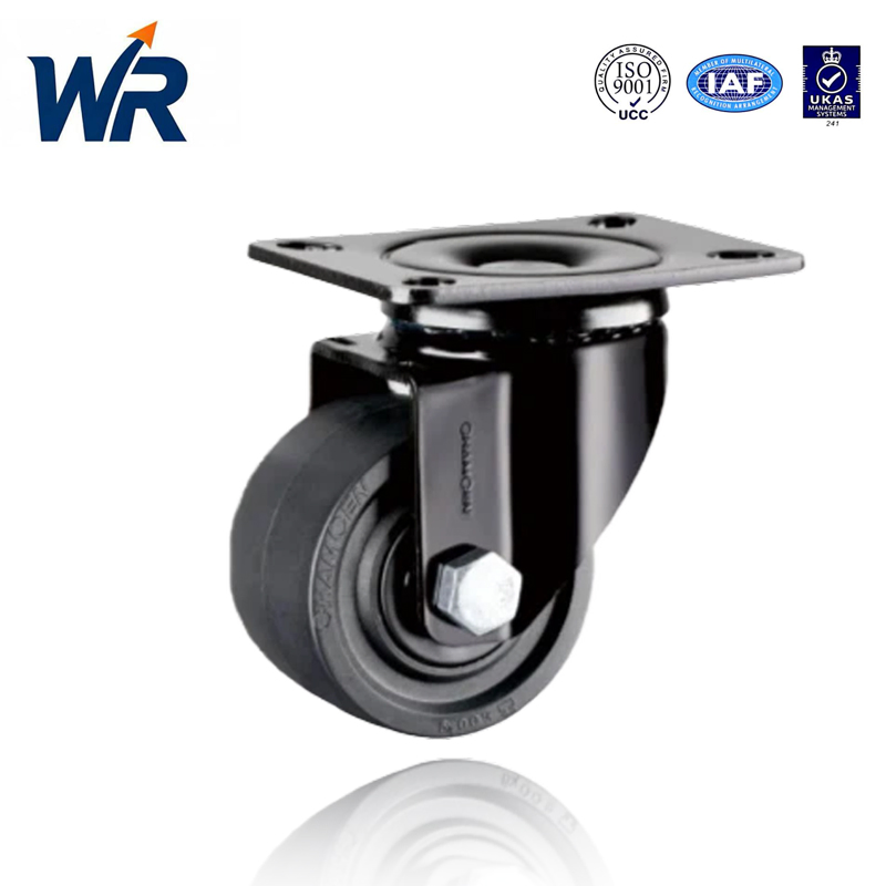 Light Low Center Double Ball Bearing Black Noise-Reducing Nylon (PA) Heavy Duty Industrial Caster Wheel