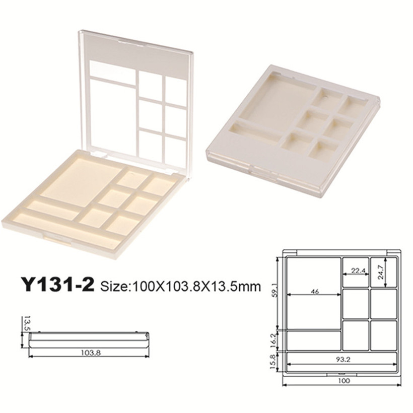 Unique Shape 8 Color Plastic Eye Shadow Palette Case Compact Box Cosmetic Packaging Y131-2