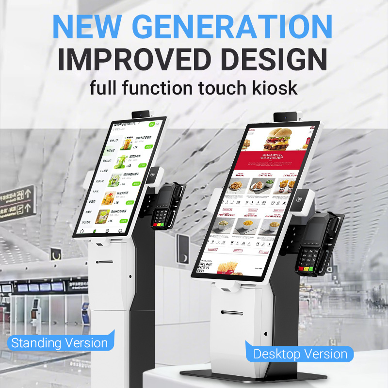 15.6 21.5 23.8 Inch Desktop Kiosk Fast Food Self Service POS System Payment Touch Screen Display