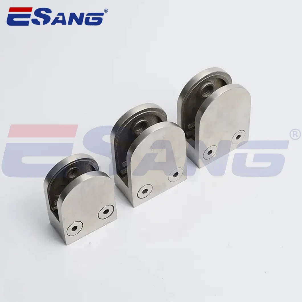 Esang Restaurant Stair Handrail Satin Stainless Steel Glass to Wall Round Glass Clamp