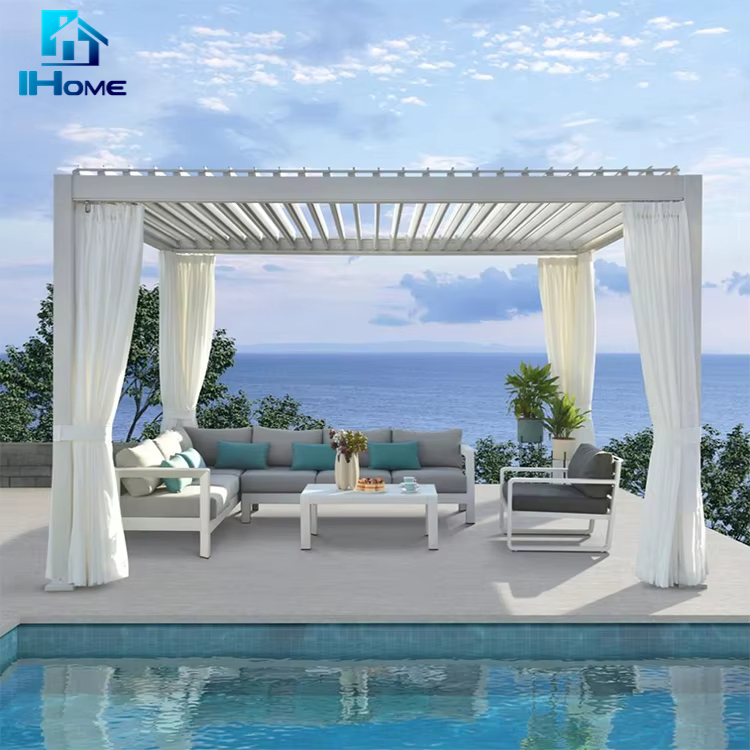 Outdoor Furniture Canopy Pergola Gazebo Aluminum Pergola Waterproof Series Electric Louvered Pergola