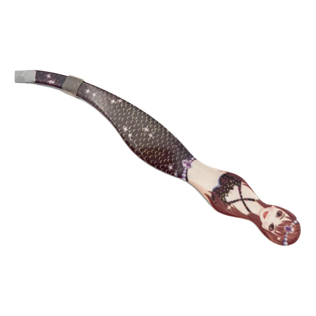 Non-Slip Stainless Steel Makeup Beauty Eyebrow Clips Tweezers with Mermaid Pattern