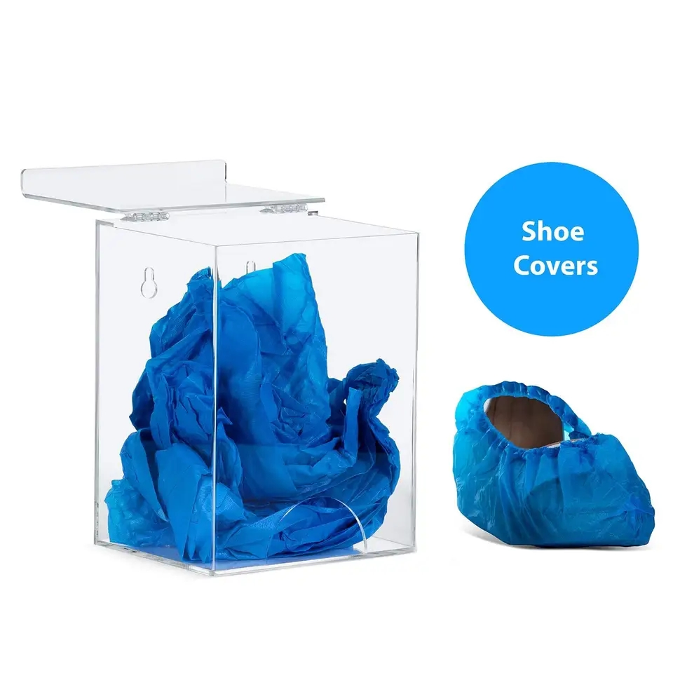 Acrylic Shoes Cover Container Storage Dispenser Holder Standing Wall Mount Box