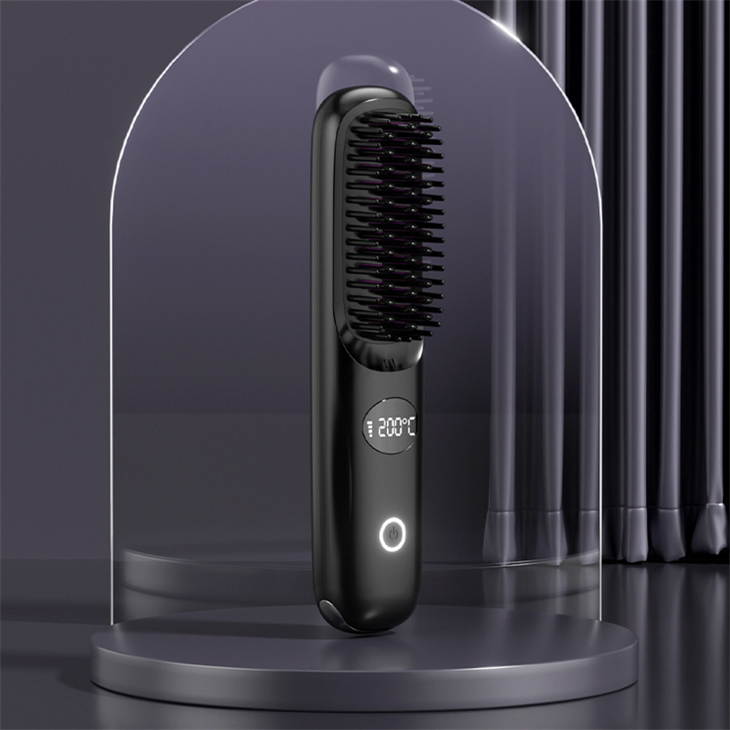 Ceramic Glaze Heating Coating Wireless Portable Curly Hair Straightening Comb Straightener