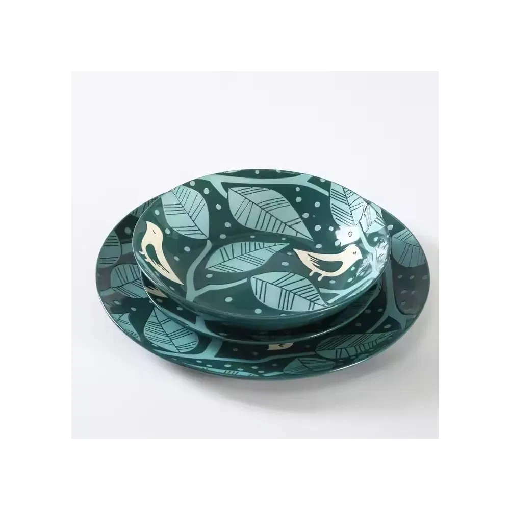Hot Selling Dinner Set Pad Printing and Color Glaze Stoneware Ceramics Tableware