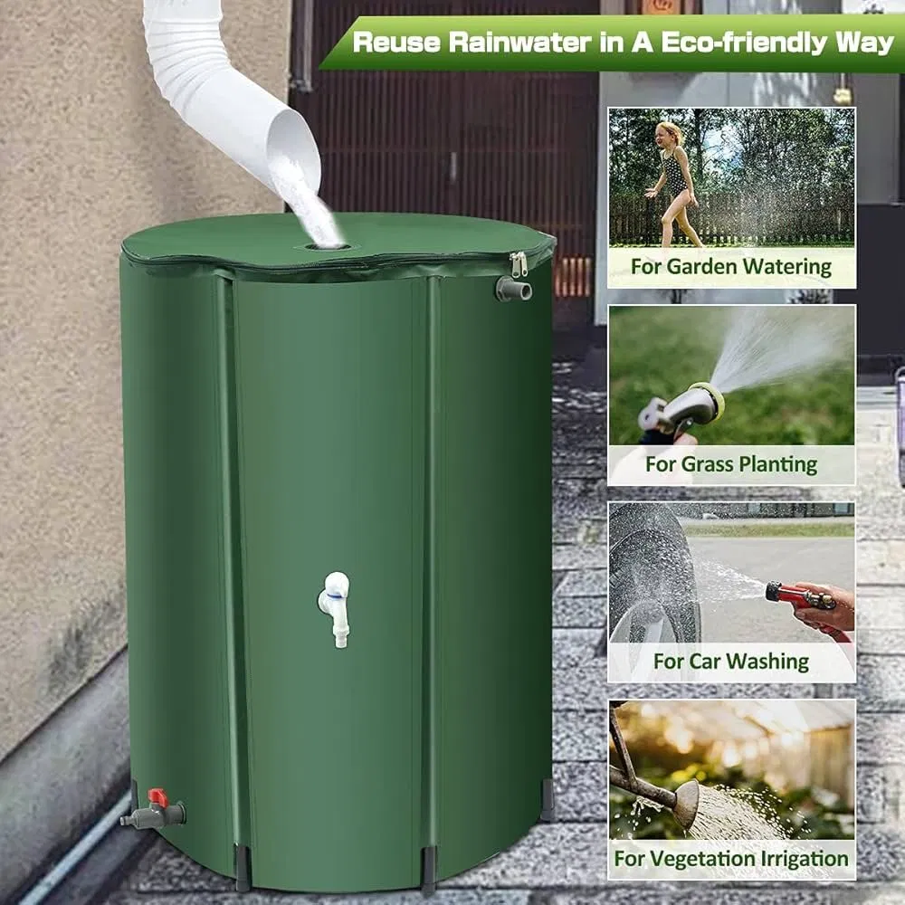 PVC Plastic Collapsible Foldable Rain Collection Barrel Water Tank System Storage Bucket