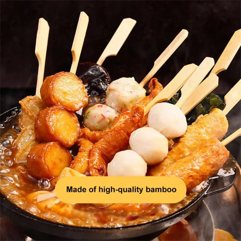 Custom Size Logo Flat BBQ Bamboo Gun Skewer Sticks Teppo Skewer Sizes 9/10/12/15/18/25/30 Cm