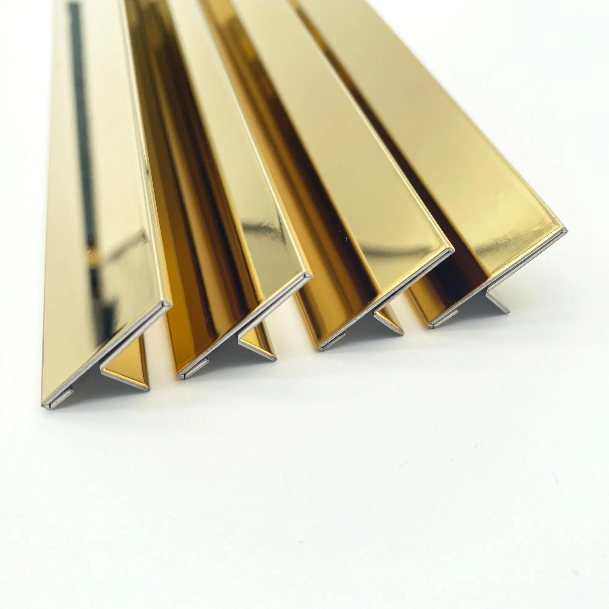 Decorative Titanium Plating Floor U Profile Curved Tile Edging Trim Brushed Brass
