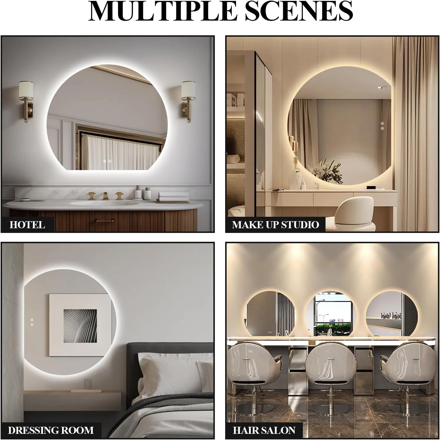 Modern LED Bathroom Wall Mirror, 24" Anti-Fog, Dimmable