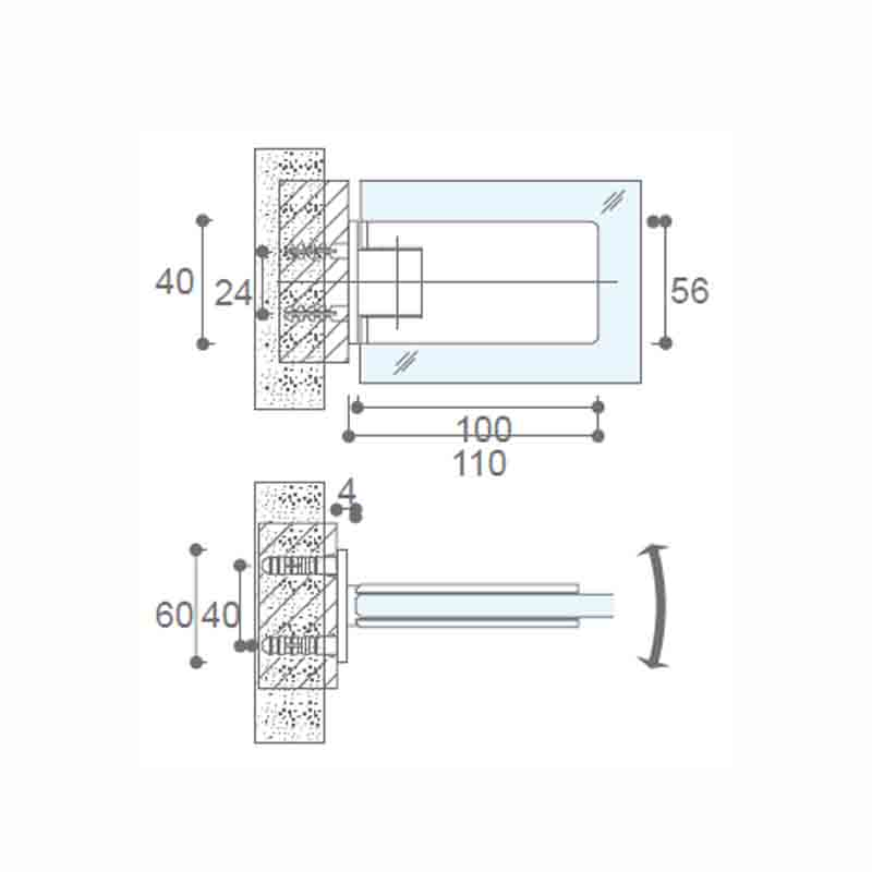 Heavy Duty Clip Clamp Adjustable Screen Pivot Bathroom Glass Door Shower Hinge