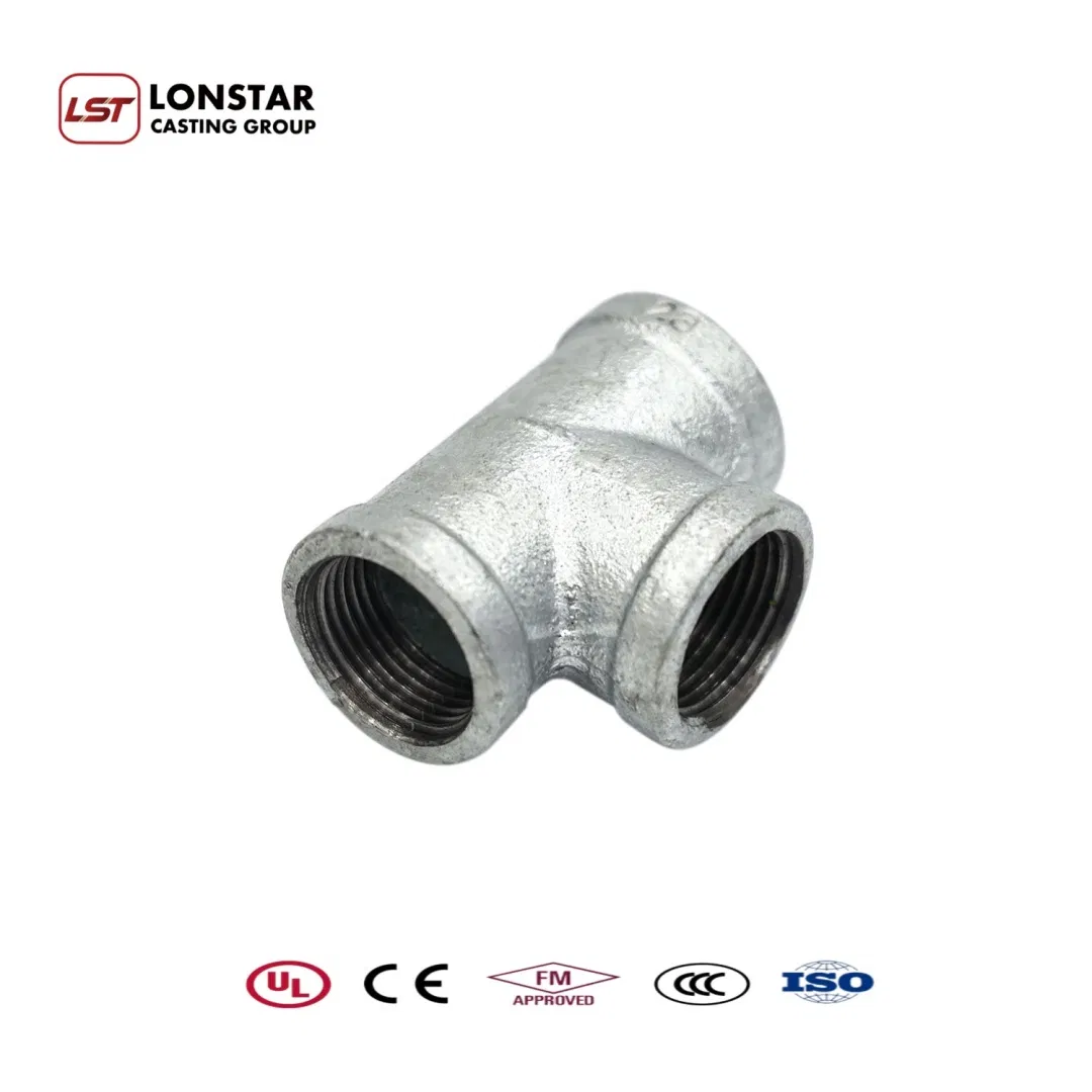 Lonstar Gi Screw Pipe Fittings Industrial Tee Corner Threaded Extension Clamps Galvanized Pipe Plumbing Material Fitting Tee Fitting