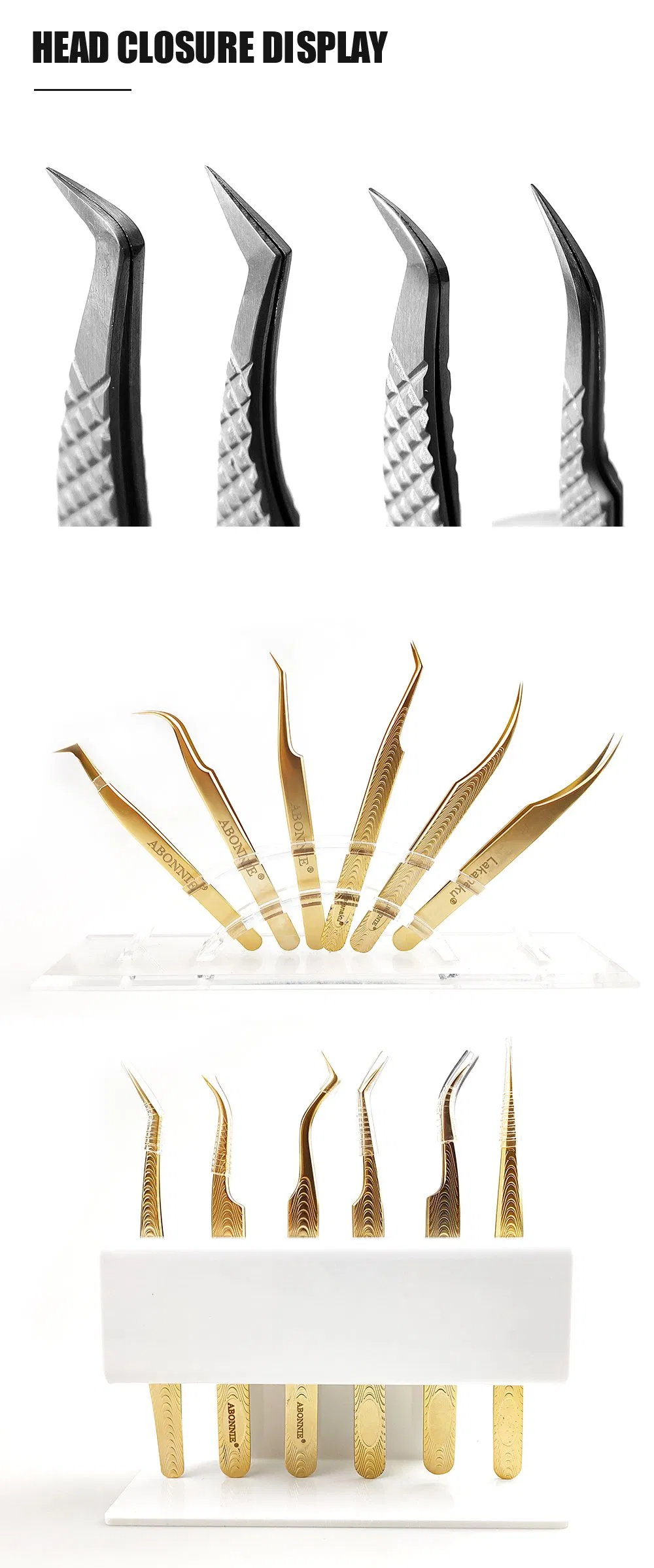 Wholesales Color Eyelash Eyebrow Beauty Stainless Steel Lash Plastic Fiber Tip Tweezers