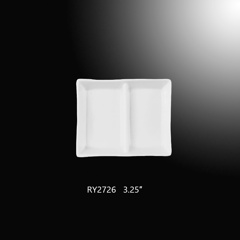 Hot Sale Porcelain Japanese Rectangular Divided Sauce Dish