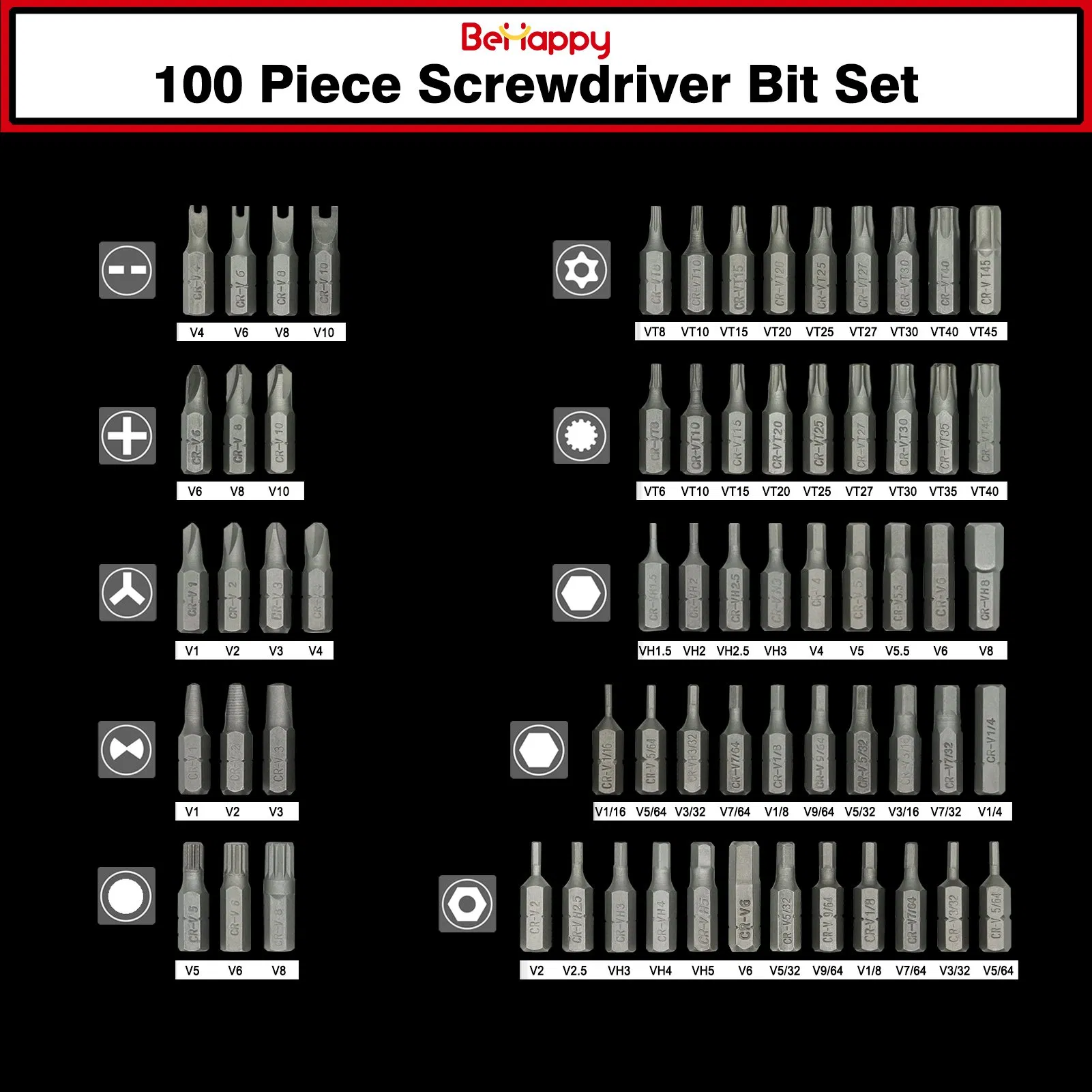 Goldmoon 100PCS Screwdriver Bit Set with-Super Easy Quick Lock Bit Chuck