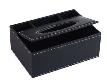 Multifunctional Leather Storage Tissue Box Office Desk Organizer Home Sundries Storage Box
