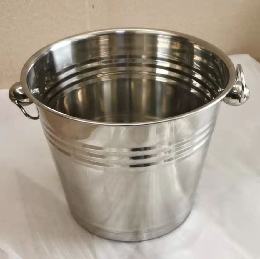 Stainless Steel 5L Round Galvanized Iron Metal Ice Bucket Beer Champagne Beveragetubs