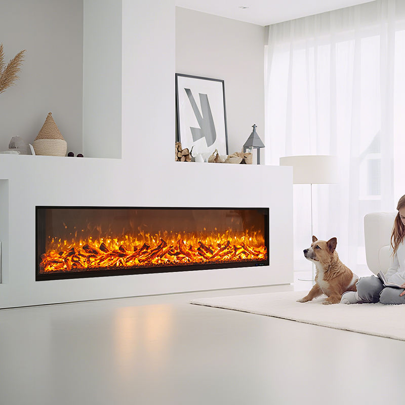 Winter Modern Stainless Steel 3D Electric Fireplace LED Flame Effect Remote APP-Controlled