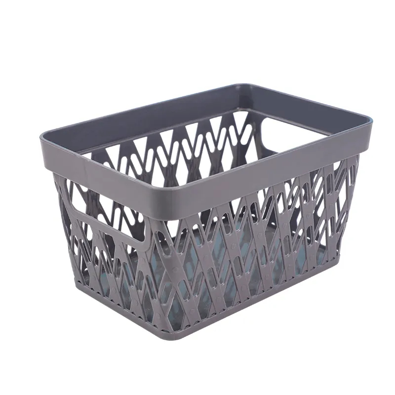 Multi Size Rectangular Colorful Desktop Plastic Storage Basket with Handle