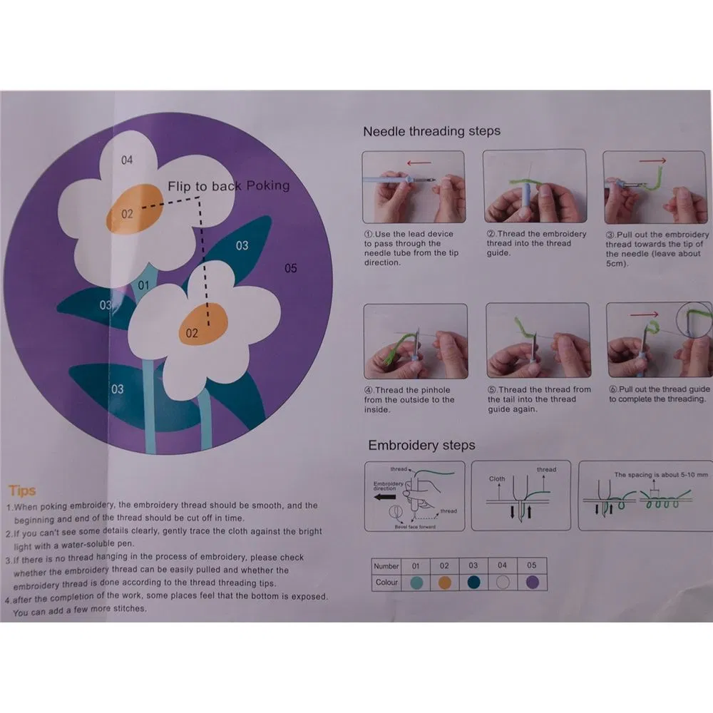 Custom New Arrival Punch Needle Kits Cross Stitch Embroidery Set Customized Dly Flower Punching Needle Kit for Wholesale