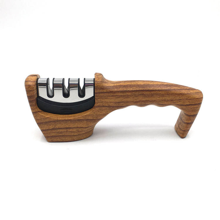 Portable Kitchen Tool Sharpener with Wood Grain Design for Household