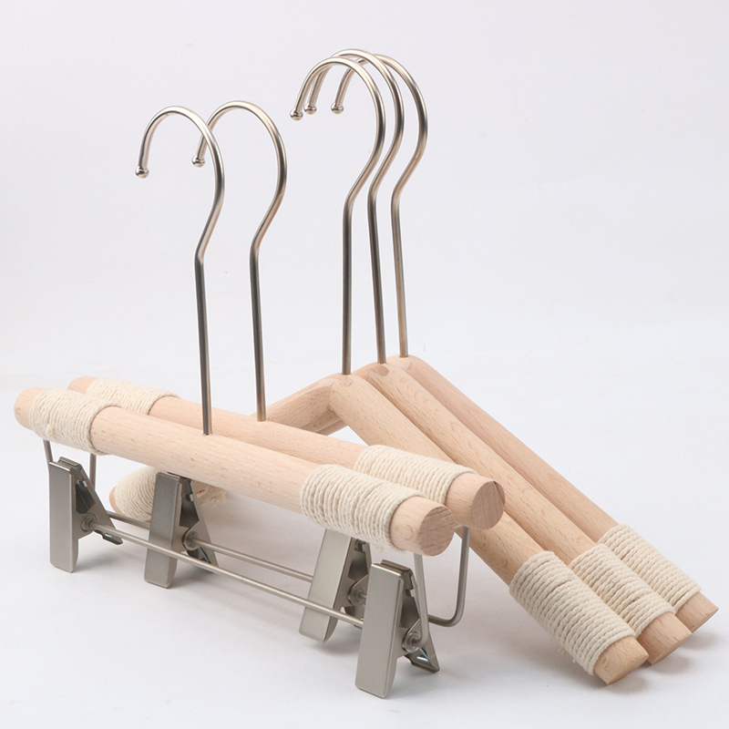 Natural Wooden Hangers Sets with Non-Slip Straps & Clips - Bulk for Boutiques