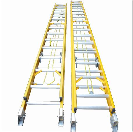 with Safety Pulley Rope System Industrial Grade Fiberglass Extension Ladder Corrosion-Resistant for Utility/Telecom Maintenance