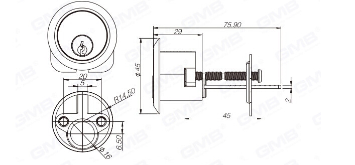 High Security Door Lock Cylinder/ Brass Rim Lock Cylinder (GMB-CY-12)