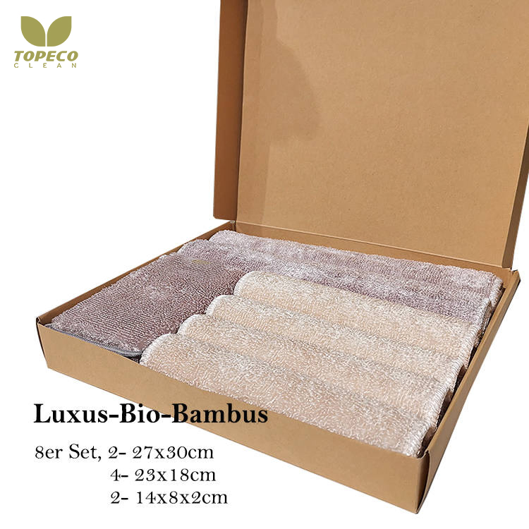 Topeco 100% Biodegradable Bamboo Fiber Cleaning Cloth Set