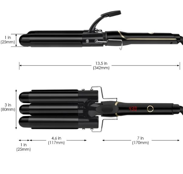 Professional 3 Barrels Triple Wavers Curling Iron LCD Tourmaline Wave Plate Hair Curler High Quality Digital Hair Curling Iron