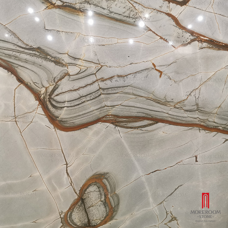 Luxury Granite Stone Bookmatch Blue Roman Impression Quartzite Slab