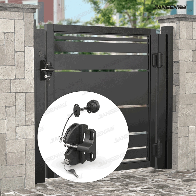 Nylon Gravity Gate Fence Lock Key Lockable Automatic Keyed