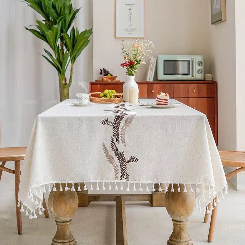 Northern Europe Embroidery Butterfly Table Runner in Soft Beige Polyester