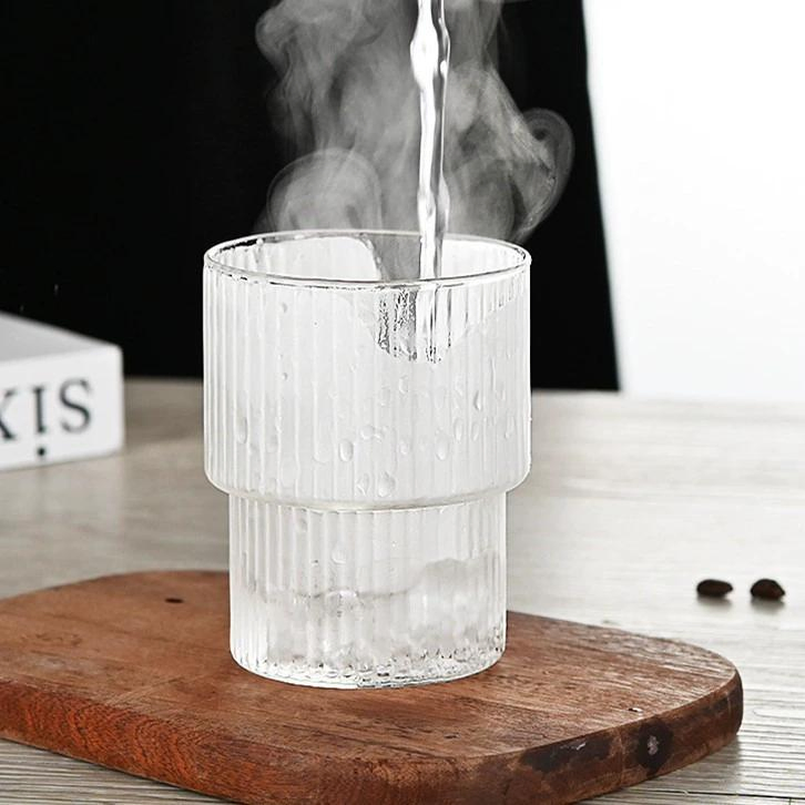 Vertical Grain New Design Coffee Drinking Mug Glass Tea Cup