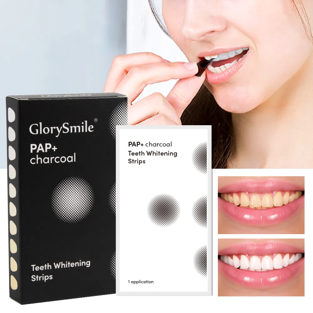 Teeth Whitening Dry Strips Peroxide Free Charcoal Pap Gel Strips