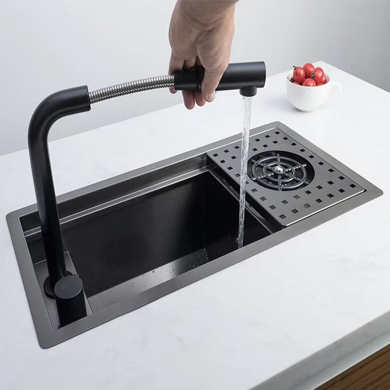3545 Black Brushed Handmade Sink 304 Stainless Steel Hidden Bar Sink Without Faucet