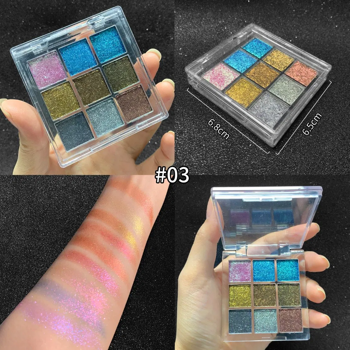 9-Color Private Label Cosmetics Eyeshadow Palette High Pigment Waterproof Glitter Finish Chameleon Duochrome Eyeshadow Powder