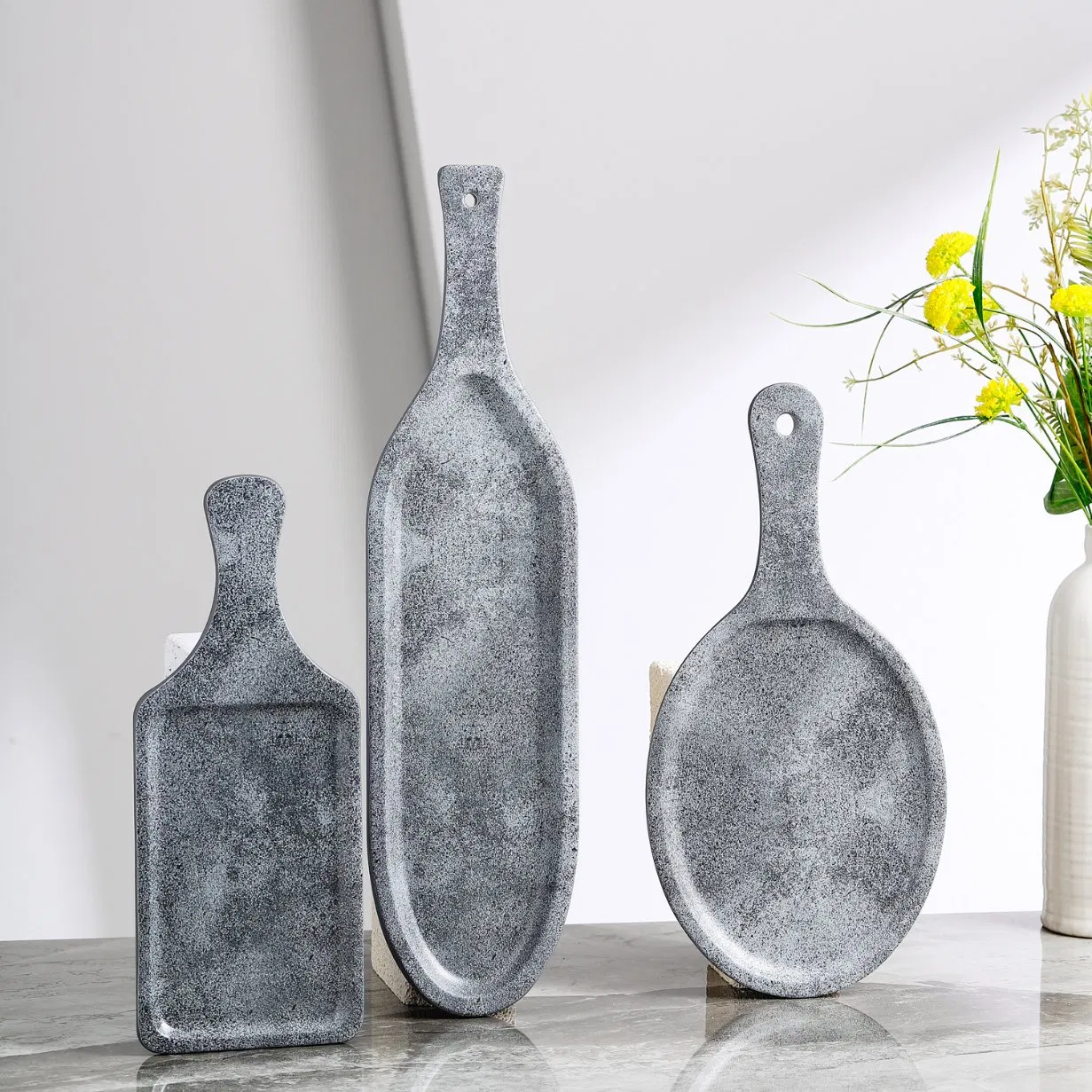 Luxury Hotel Melamine Round Plate Melamine Dinner Plate Natural Stone Design Plate Round Dish